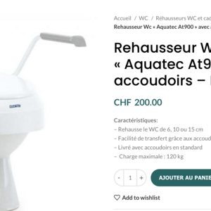 Rehausse WC avec accoudoirs , comme neuf